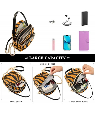 Small Crossbody Cell Phone Bag for Women, Colorful Stripe Mini Over Shoulder Handbag Purse with Credit Card Slots Tiger Strip...