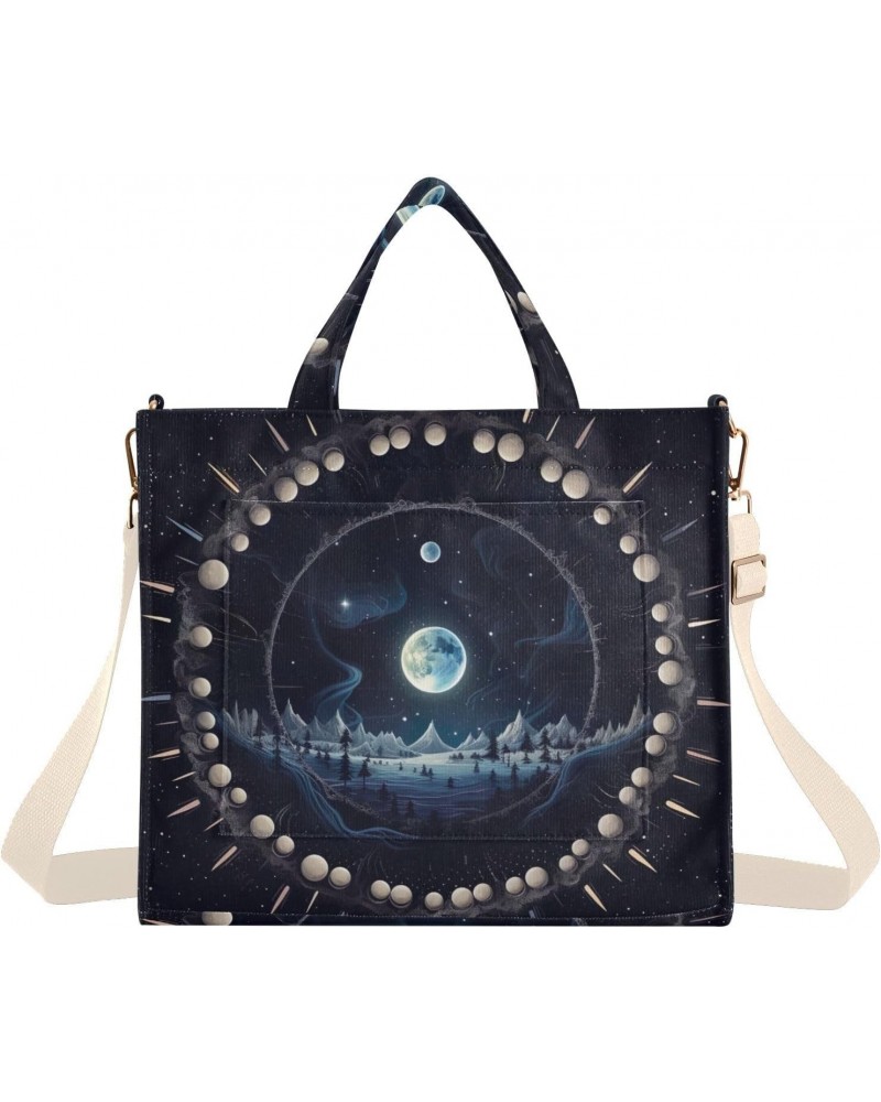 Sun and Moon Corduroy Tote Bag for Women Hobo Crossbody Bag Purse Stylish Shoulder Handbag Messenger Bags, S $11.98 Totes