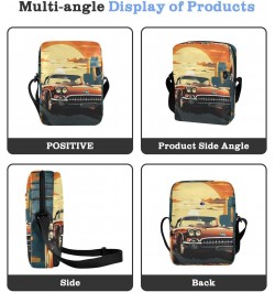 Retro Car Sun Small Crossbody Sling Bag for Women Men, Zipper Closure Messenger Bags Purse with Card Phone Passport Compartme...