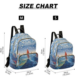 Red Sailboat Waves Fashion Travel Backpack for Women Multi Pockets Lightweight Purse for Women-M Multicolor Medium $15.05 Bac...