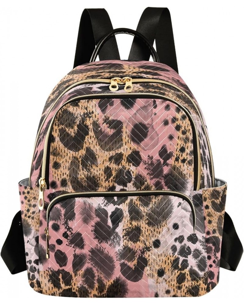 Backpack Purse for Women Animal Pink Black Brown Skin Leopard Casual Shoulder Bag Small Backpack S Small $14.82 Backpacks