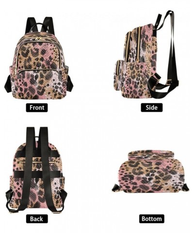 Backpack Purse for Women Animal Pink Black Brown Skin Leopard Casual Shoulder Bag Small Backpack S Small $14.82 Backpacks