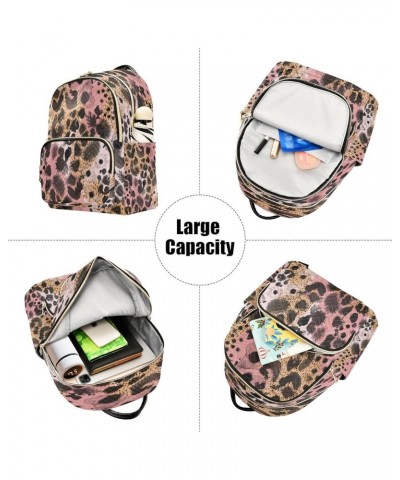 Backpack Purse for Women Animal Pink Black Brown Skin Leopard Casual Shoulder Bag Small Backpack S Small $14.82 Backpacks