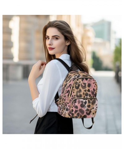 Backpack Purse for Women Animal Pink Black Brown Skin Leopard Casual Shoulder Bag Small Backpack S Small $14.82 Backpacks