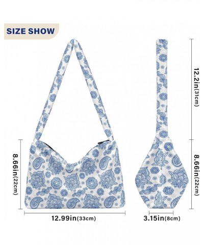 Asian Style Boho Plush Underarm Bag Women's Tote Handbags Fluffy Shoulder Bag Purse Lightweight Tote Bags Travel Purses for G...