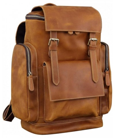 Vintage Leather large shoulder bag backpack outdoor hiking travel men shoulder bag (Coffee) Brown $86.39 Wallets