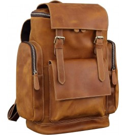 Vintage Leather large shoulder bag backpack outdoor hiking travel men shoulder bag (Coffee) Brown $86.39 Wallets