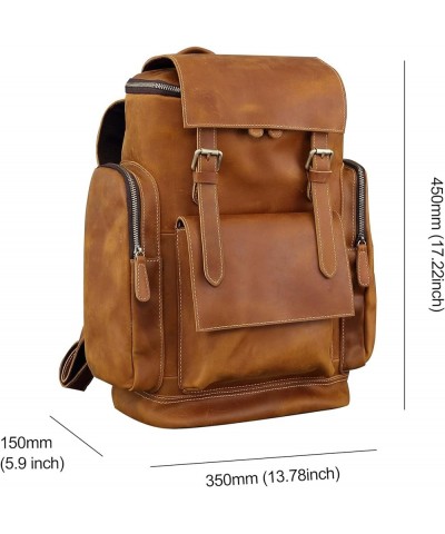 Vintage Leather large shoulder bag backpack outdoor hiking travel men shoulder bag (Coffee) Brown $86.39 Wallets