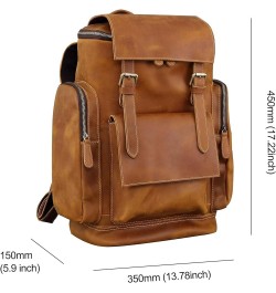 Vintage Leather large shoulder bag backpack outdoor hiking travel men shoulder bag (Coffee) Brown $86.39 Wallets