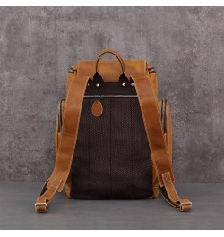 Vintage Leather large shoulder bag backpack outdoor hiking travel men shoulder bag (Coffee) Brown $86.39 Wallets