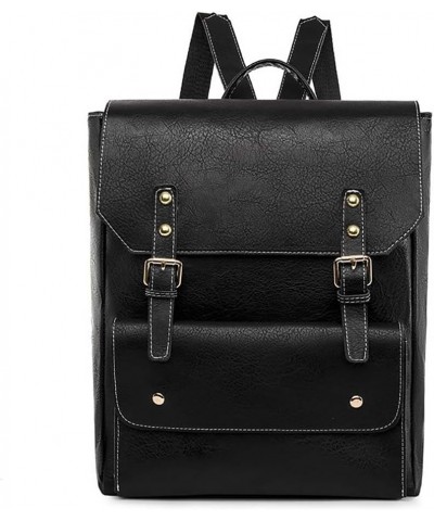 Retro Backpack Soft Leather Casual Women's Backpack Travel Bag Women's Bag Coffee Black $36.43 Backpacks