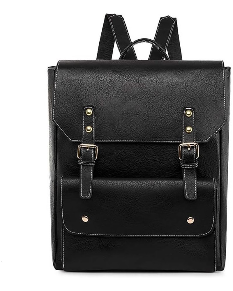 Retro Backpack Soft Leather Casual Women's Backpack Travel Bag Women's Bag Coffee Black $36.43 Backpacks