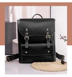 Retro Backpack Soft Leather Casual Women's Backpack Travel Bag Women's Bag Coffee Black $36.43 Backpacks