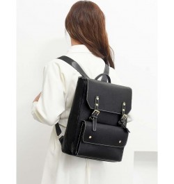 Retro Backpack Soft Leather Casual Women's Backpack Travel Bag Women's Bag Coffee Black $36.43 Backpacks