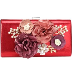 Women Crossbody-Bag Wedding Flower Clutch-Purse Party Pearl Evening-Bag Bride Shoulder Bag 8 x 2 x 4Inches Red $17.50 Evening...