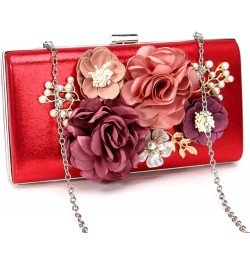 Women Crossbody-Bag Wedding Flower Clutch-Purse Party Pearl Evening-Bag Bride Shoulder Bag 8 x 2 x 4Inches Red $17.50 Evening...