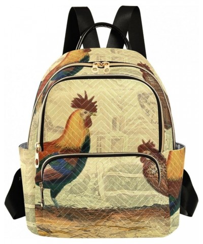 Vintage Rooster Hen Women's Backpack Purse Causal Daypack Work Travel College Business Trip Bag Shoulder Bag Small $19.07 Bac...