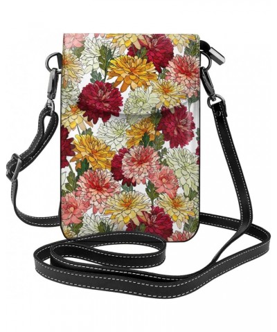 Vintage Flowers Small Crossbody Phone Bags for Women Leather Cell Phone Purse Lightweight Cell Phone Wallet Girls Shoulder Ba...