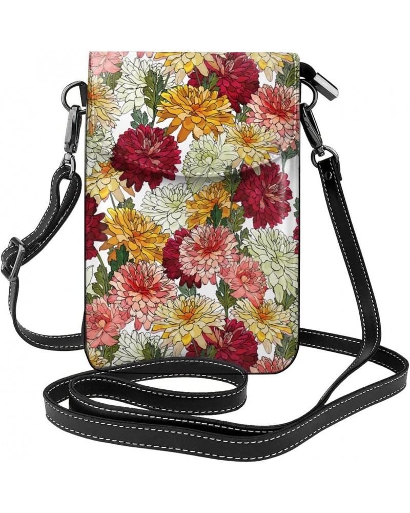 Vintage Flowers Small Crossbody Phone Bags for Women Leather Cell Phone Purse Lightweight Cell Phone Wallet Girls Shoulder Ba...