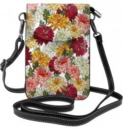 Vintage Flowers Small Crossbody Phone Bags for Women Leather Cell Phone Purse Lightweight Cell Phone Wallet Girls Shoulder Ba...