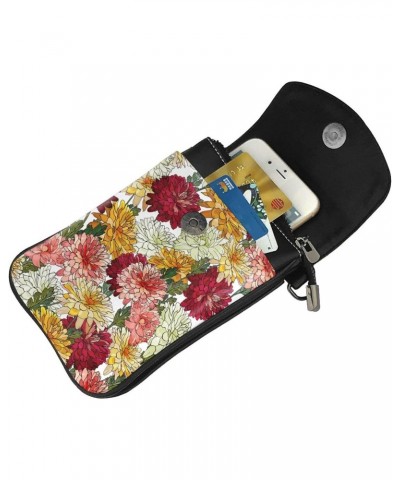 Vintage Flowers Small Crossbody Phone Bags for Women Leather Cell Phone Purse Lightweight Cell Phone Wallet Girls Shoulder Ba...