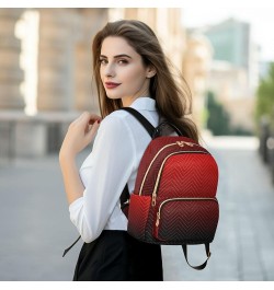 Gradient Dark Red Backpack for Women, Shoulder Bag Lightweight Mini Backpack Casual Daypack Back Pack Small(11.41'' x 6.1'' x...