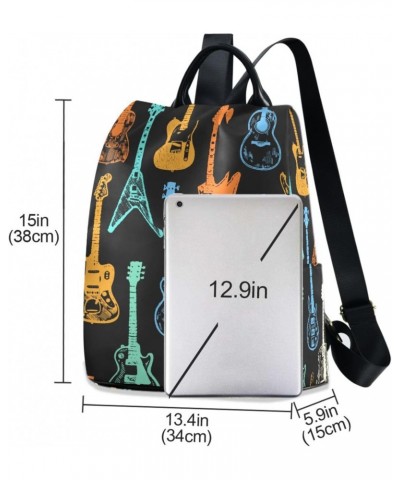 Electric Acoustic Guitar Womens Backpack Purse Travel Backpack Anti Theft Shoulder Bag Satchel Bags for Ladies Work Travel Wo...