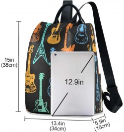 Electric Acoustic Guitar Womens Backpack Purse Travel Backpack Anti Theft Shoulder Bag Satchel Bags for Ladies Work Travel Wo...