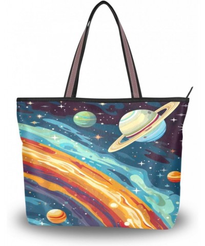 Women Tote Bags Space Planet Galaxy Top Handle Satchel Handbags Shoulder Bag for Shopping 20853754 $10.50 Totes