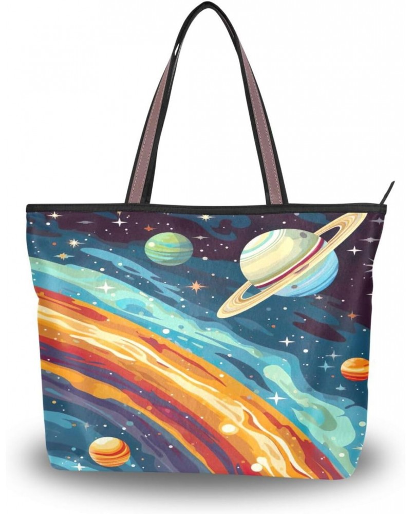 Women Tote Bags Space Planet Galaxy Top Handle Satchel Handbags Shoulder Bag for Shopping 20853754 $10.50 Totes