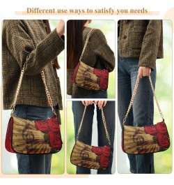 Grunge Rose Flower Music Notes Small Chain Shoulder Bag for Women Travel Hobo Tote Handbag Clutch Purse with Zipper $17.09 Totes