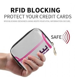 Breast Cancer Pink Ribbons Human Hands Credit Card Coin wallet, RFID Blocking Compact Women Leather Card Holder, Key Change O...