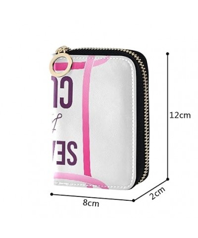 Breast Cancer Pink Ribbons Human Hands Credit Card Coin wallet, RFID Blocking Compact Women Leather Card Holder, Key Change O...