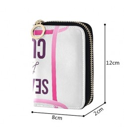 Breast Cancer Pink Ribbons Human Hands Credit Card Coin wallet, RFID Blocking Compact Women Leather Card Holder, Key Change O...