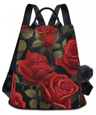 Elegant Red Rose Leaves Backpack Purse for Women Travel Casual Daypack College Bookbag Work Business Ladies Shoulder Bag $23....