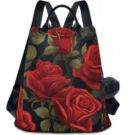 Elegant Red Rose Leaves Backpack Purse for Women Travel Casual Daypack College Bookbag Work Business Ladies Shoulder Bag $23....