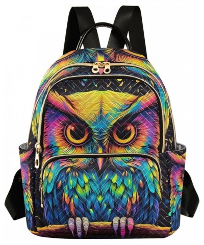 Paris Slogan Quilted Backpack Women's Mini Backpack Purse Anti Theft Travel Backpack Colorful Owl on Branch Medium $14.69 Bac...