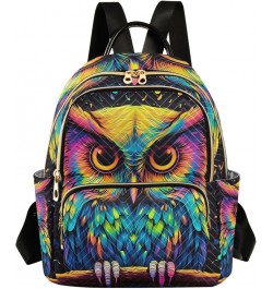 Paris Slogan Quilted Backpack Women's Mini Backpack Purse Anti Theft Travel Backpack Colorful Owl on Branch Medium $14.69 Bac...