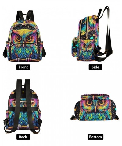 Paris Slogan Quilted Backpack Women's Mini Backpack Purse Anti Theft Travel Backpack Colorful Owl on Branch Medium $14.69 Bac...