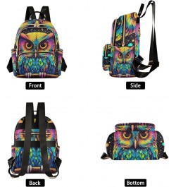 Paris Slogan Quilted Backpack Women's Mini Backpack Purse Anti Theft Travel Backpack Colorful Owl on Branch Medium $14.69 Bac...