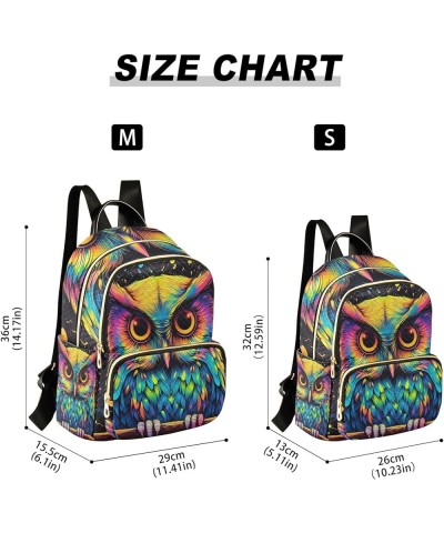 Paris Slogan Quilted Backpack Women's Mini Backpack Purse Anti Theft Travel Backpack Colorful Owl on Branch Medium $14.69 Bac...