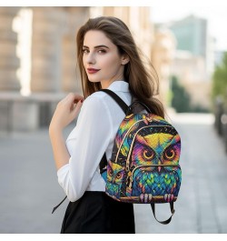 Paris Slogan Quilted Backpack Women's Mini Backpack Purse Anti Theft Travel Backpack Colorful Owl on Branch Medium $14.69 Bac...