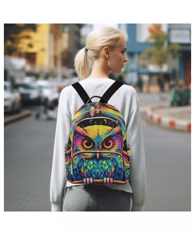 Paris Slogan Quilted Backpack Women's Mini Backpack Purse Anti Theft Travel Backpack Colorful Owl on Branch Medium $14.69 Bac...