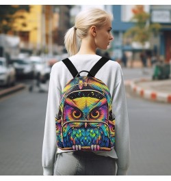 Paris Slogan Quilted Backpack Women's Mini Backpack Purse Anti Theft Travel Backpack Colorful Owl on Branch Medium $14.69 Bac...