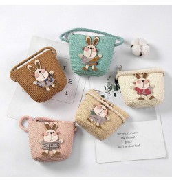 Cute Woven Little Girls Purses Straw Summer Beach Crossbody Bag Snacks Handbags Tote Bag (cream) Pink $8.90 Wallets