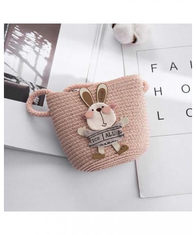 Cute Woven Little Girls Purses Straw Summer Beach Crossbody Bag Snacks Handbags Tote Bag (cream) Pink $8.90 Wallets