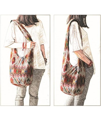 Shoulder Bag for women Hippie Crossbody Bag Bohemian Satchel Printed Cotton Linen Hobo Bag Purse Style 14 $13.15 Totes