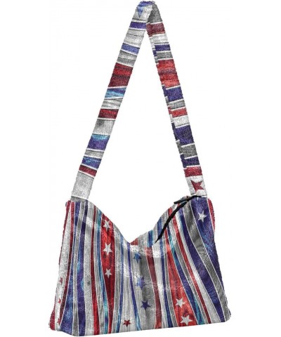 4th of July Women Boho Handbag Stars Stripes Liberty Gorgeous Underarm Bag Tote Bag Shoulder Bag Crossbody Bag Fluffy Cell Ph...