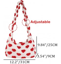 Fluffy Tote Bag for Women Girl Y2K Furry Flower Heart Plush Underarm Bag Autumn Winter Cute Fuzzy Shoulder Bag D-red $10.78 T...