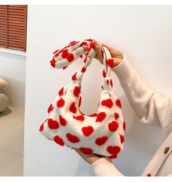 Fluffy Tote Bag for Women Girl Y2K Furry Flower Heart Plush Underarm Bag Autumn Winter Cute Fuzzy Shoulder Bag D-red $10.78 T...